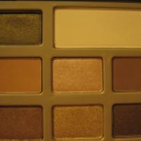 Too Faced Chocolate Bar Palette photographed in indoor lighting (left half) © skinandcolors.com